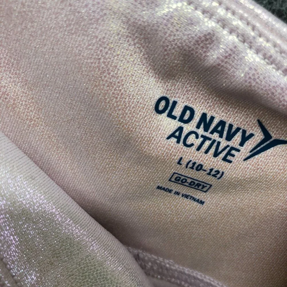 Old Navy Active Girls Size L (10-12)‎ BUNDLE Metallic Pink Leggings T Shirt 2 Pc